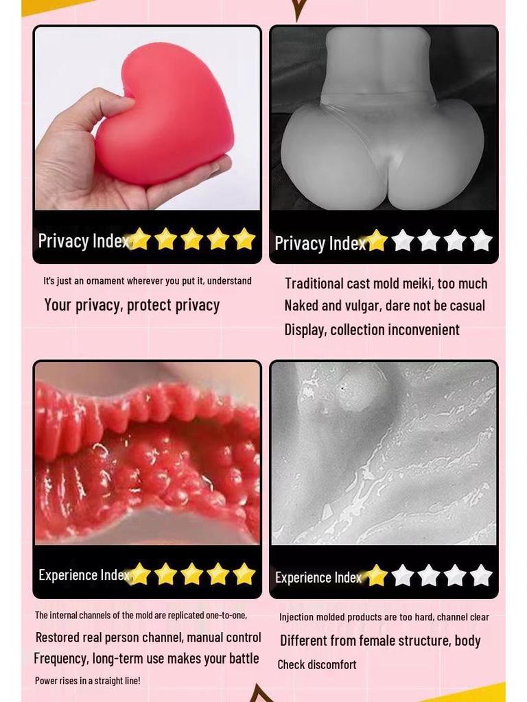 Heart-Shaped Decompression Squeeze Toy & Insertable Male Masturbator