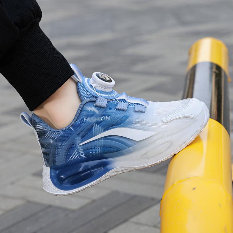 Boys' Sneakers Autumn Mesh Breathable Spring and Autumn Rotating Button Children's Shoes Boys Running Shoes Super Lightweight