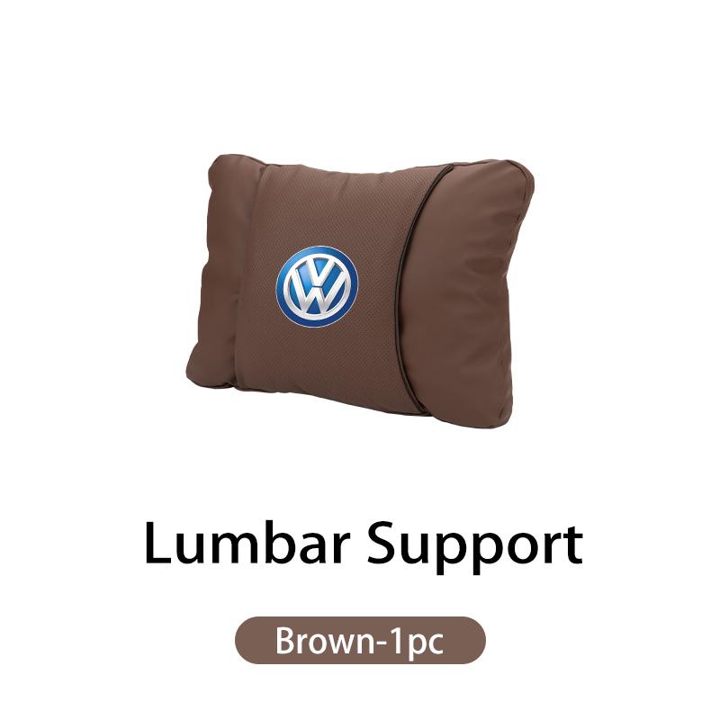 Car Leather Headrest Pillow Neck Lumbar Support Soft Lumbar Cushion Beige For Volkswagen VW Jetta Golf Beetle CC EOS MK2 MK4 MK5 HY3