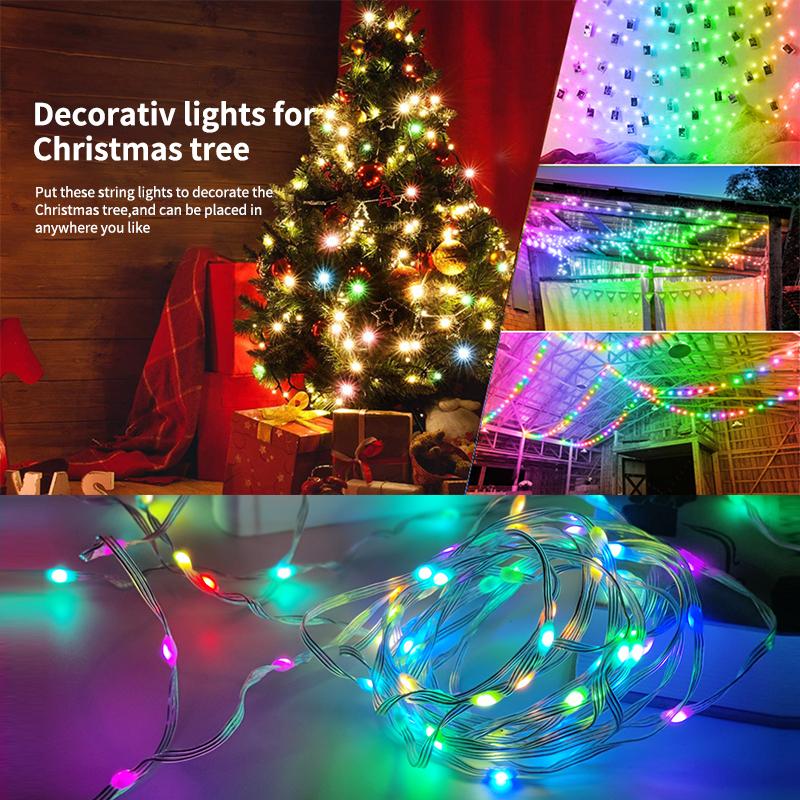 APP Remote Control LED  Christmas Tree Lamp Decoration USB Plu IP65waterproof Outdoor Indoor RGB Dreamcolor  Holiday Fairy Light
