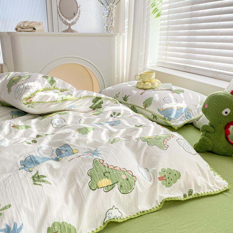 Kleines, frisches vierteiliges Set aus gewaschener Baumwolle vom Typ A für Mutter und Baby, dreiteiliges Set aus reiner Baumwolle, vierteiliges Set aus reiner Baumwolle, Bettlaken-Bettbezug