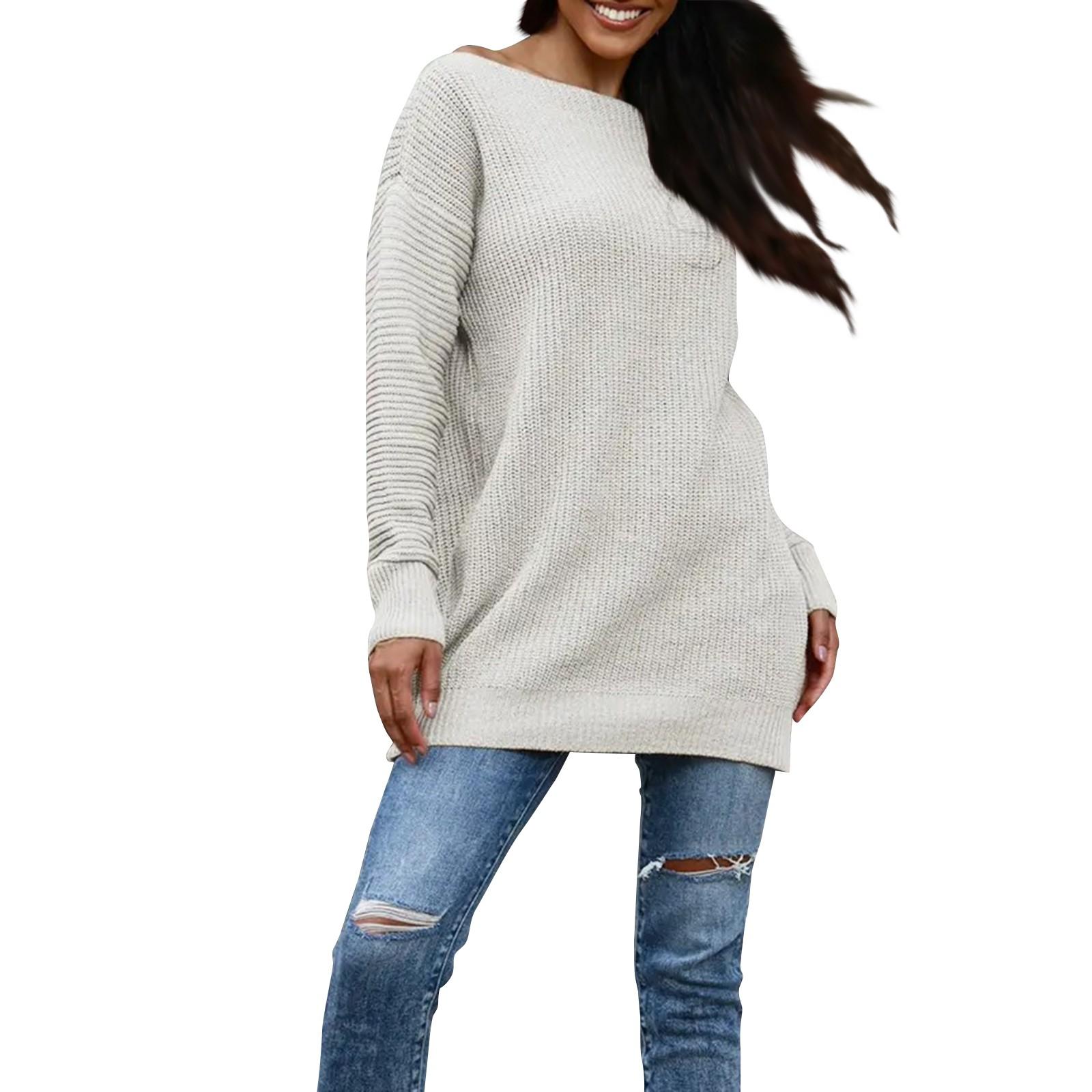 

Женский модный свободный повседневный вязаный свитер без бретелек S белый