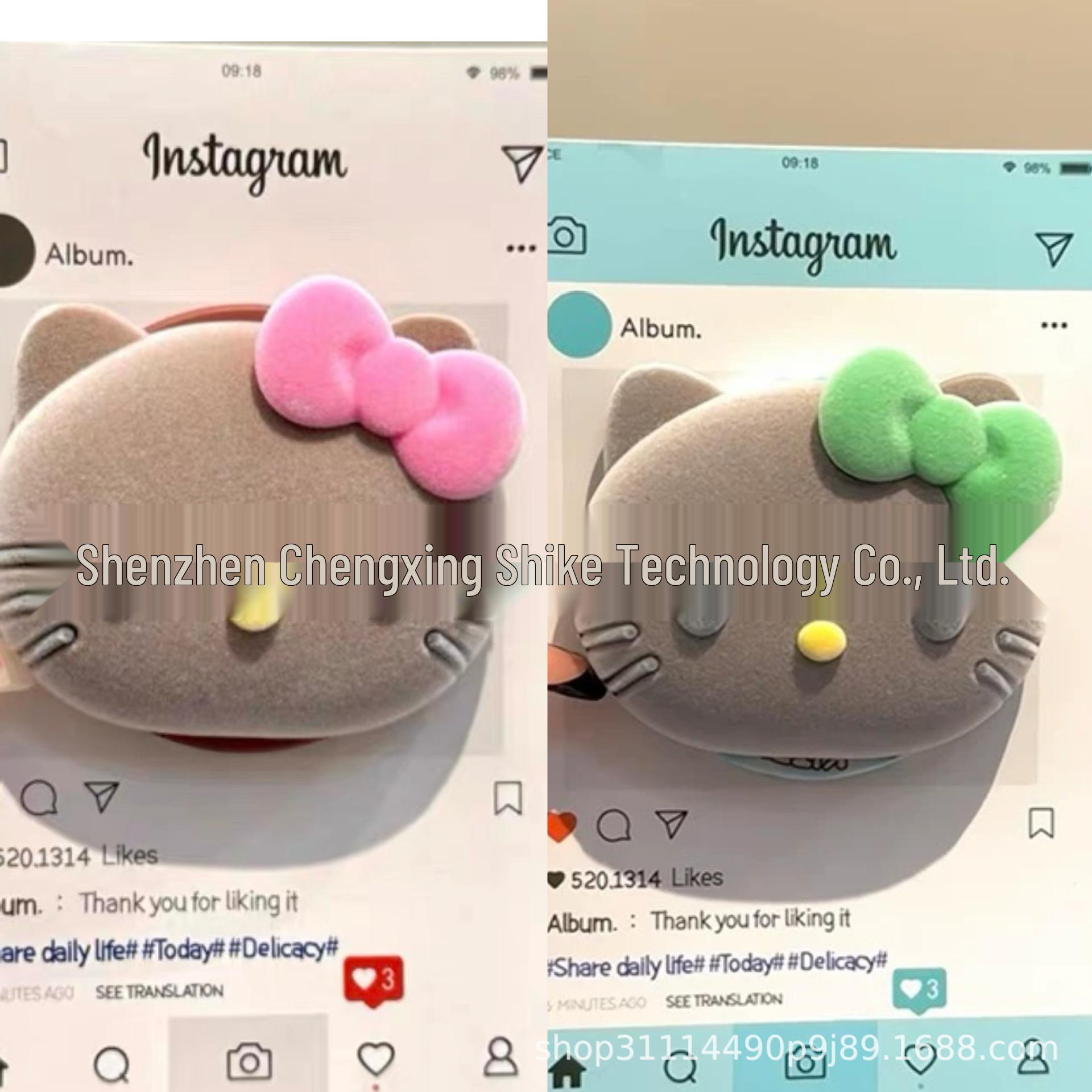 

Brown Flocking Kitty Cat MagSafe Magnetic Stand with Retractable Desktop Airbag Brown Green Bow Kitty