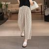 Women's High-Waisted Polka Dot Wide-Leg Cropped Pants