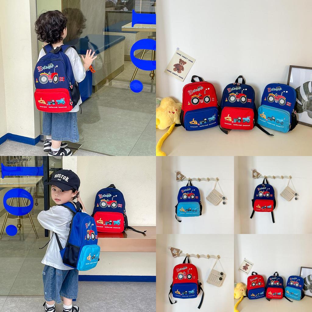 Adorable Cartoon Car Backpack For Boys And Girls Lightweight Oxford Cloth Design For Kindergarten