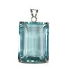12ct Large Blue Aquamarine Gemstone 925 Sterling Silver Emerald Cut Pendant For Men And Women