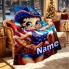 Custom Name Personalized Betty Boop Print Blanket, Home Decor, Bedroom, Sofa, Camping, Couch, Gifts for Birthday Christmas