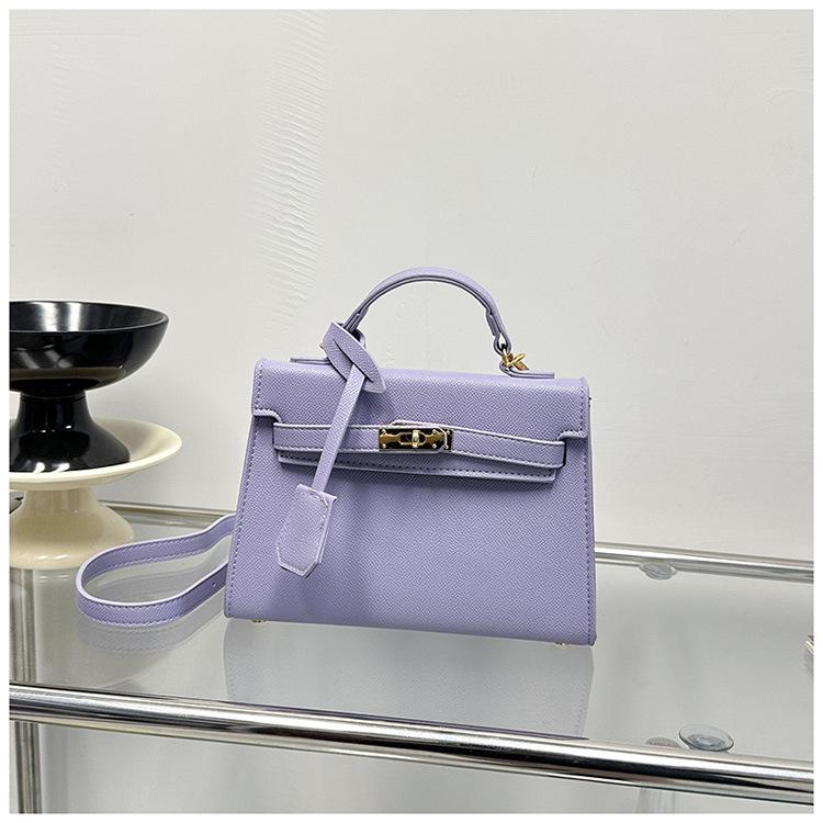 Large Capacity Lychee Pattern Kelly Bag - Versatile Fashion Handbag with Lock Buckle