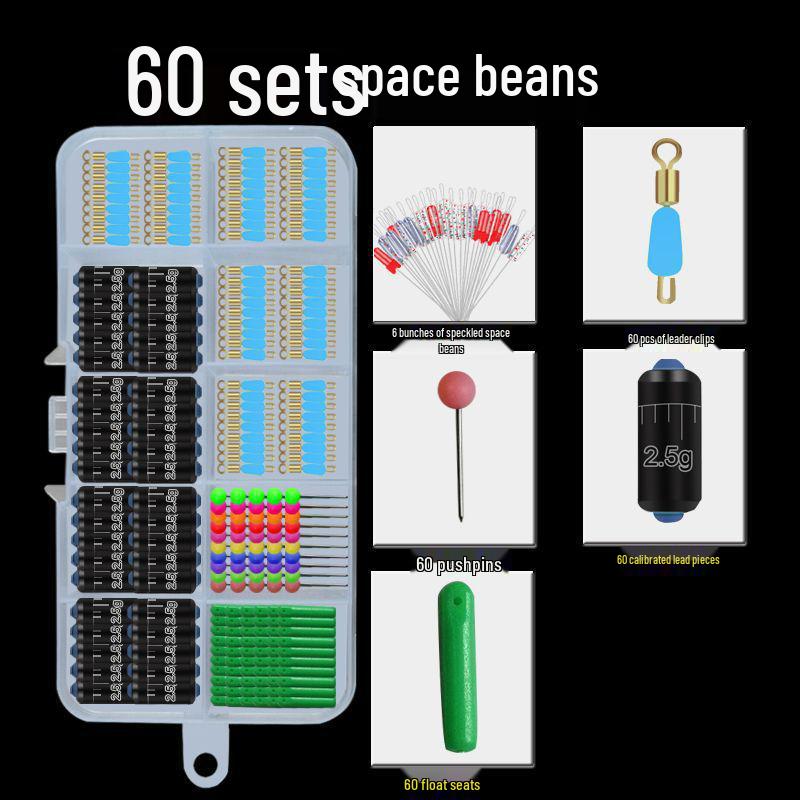 Space Bean Super Tight Silicone Anti-Tangle Fishing Set: 8-Shaped Ring, Scaled Lead Float, Sub-line Clip, Gear Accessories.