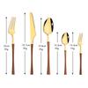 5Pcs Imitation Wooden Handle Dinnerware Cutlery Set Stainless Steel Tableware Western Knife Fork Spoons Silverware Flatware
