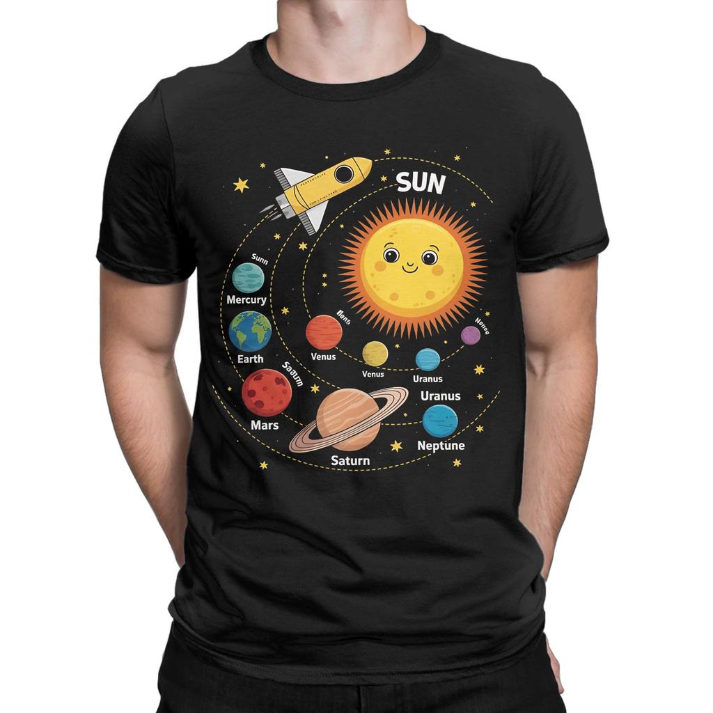 Mens Solar System Space Planet Universe Sun T Shirts  100 Cotton Clothing Funny Short Sleeve Crewneck Tees Graphic TShirts