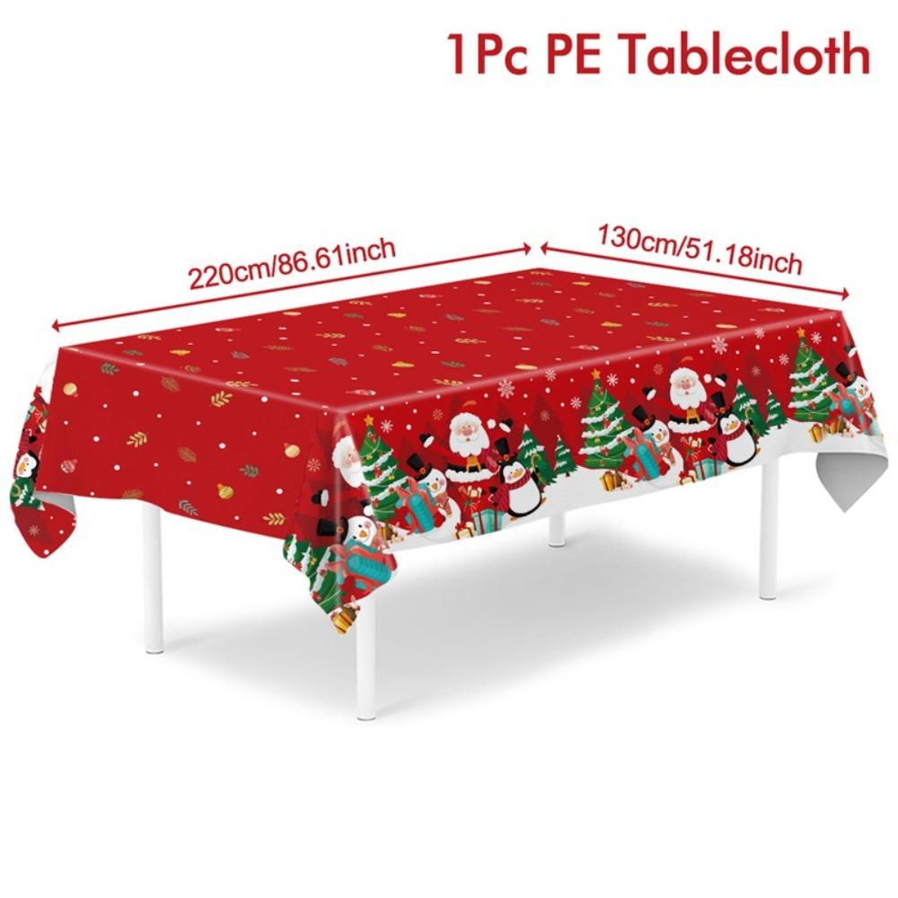 Plastic Table Cover Disposable Party Tablecloths Retro Christmas Tablecloth  Christmas Decoration