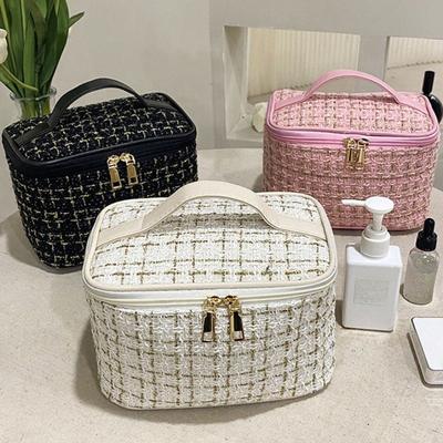 2024 New Women's Bag Knitted Style Makeup Bag Portable Portable Portable Makeup Bag Fashionable Large Storage Bag BX100