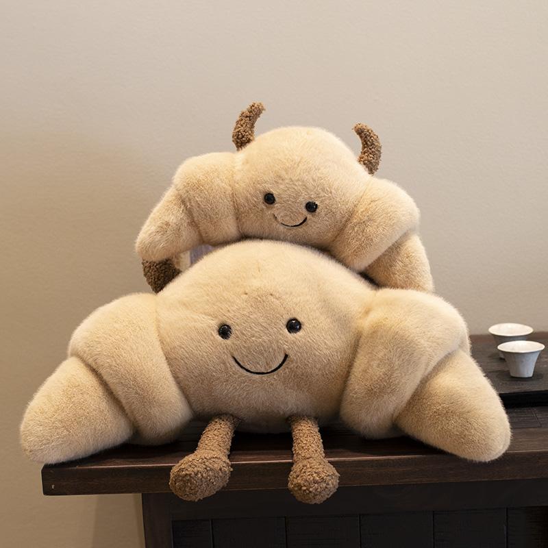 30-75cm Cartoon Fun Croissant Stuffed Doll Pillow High Quality Head Horned Bread Stuffed Toy Home Decoration Gift For Children