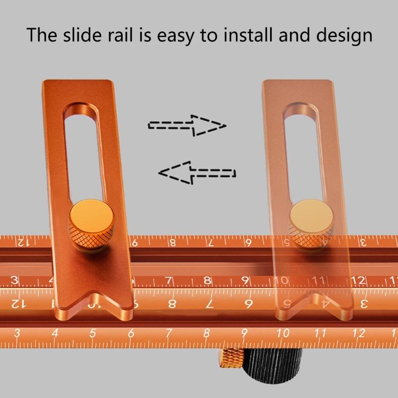 Slide Rails Design Double Head Magnetic Scribing Tool Ruler with 4Sided Clear Scale Marking Tool Portable Guiding Ruler