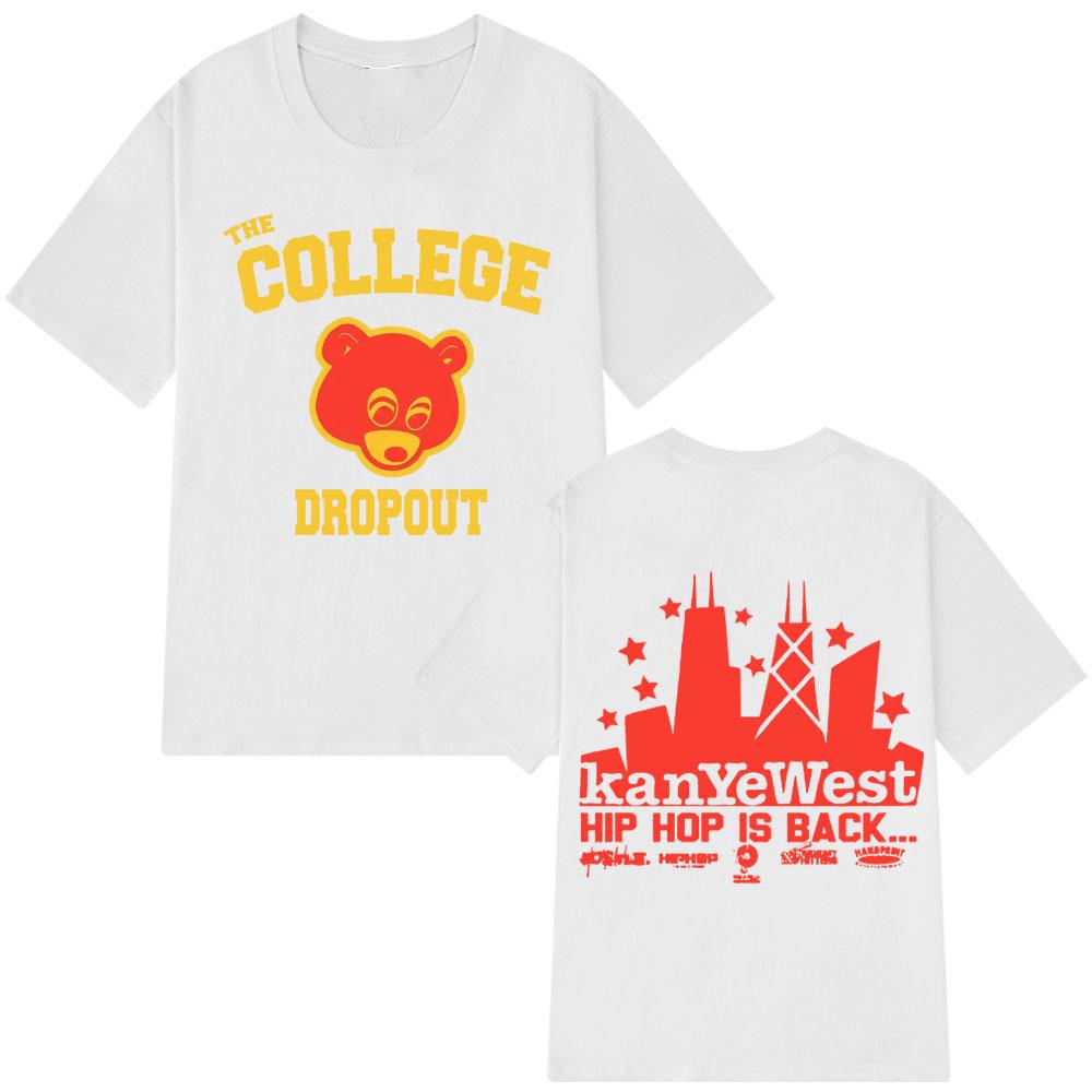 Kanye West College Dropout Men's T-shirt, Music Album, Harajuku Print, Men's Short-sleeved Summer Print 100% Pure Cotton T-shirt