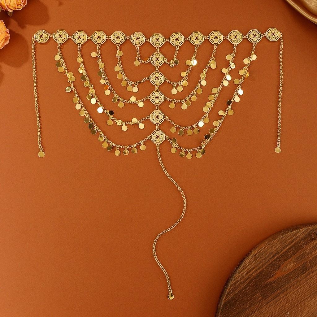 Eastern Middle Inspired Head Chain With Multilayer Circles For Women Occasion