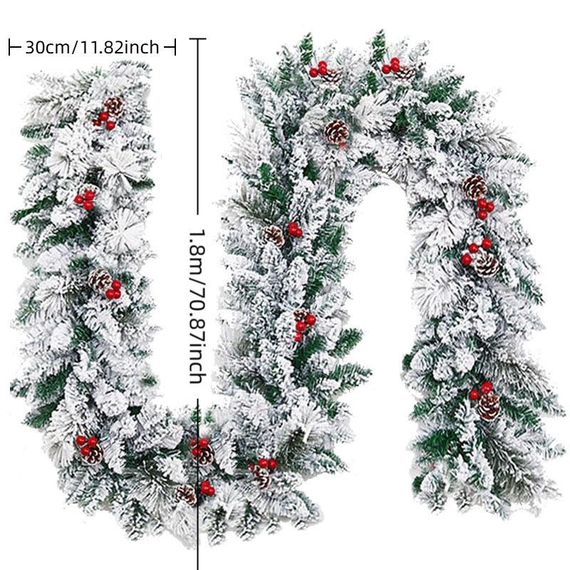 Flocked Artificial and Needle Christmas Garland 6ft for Front Door Window Holiday Decor