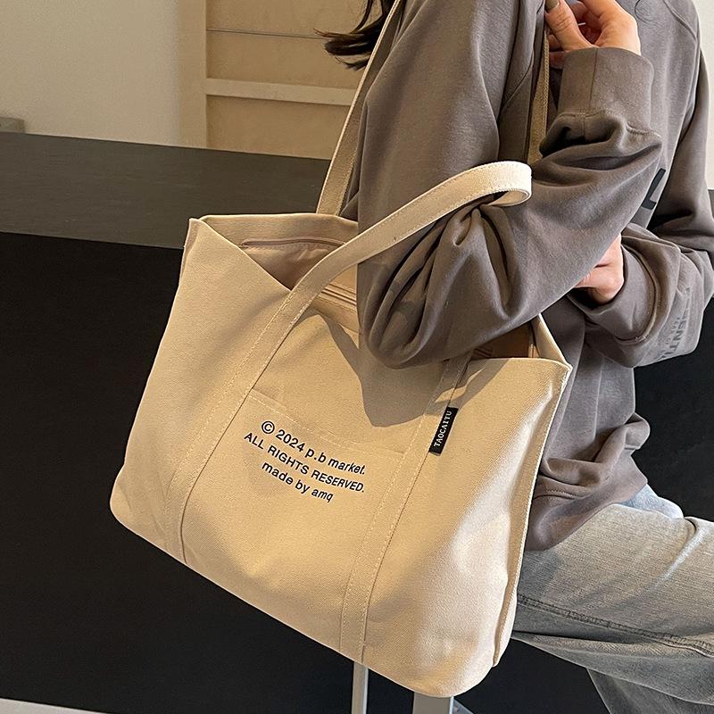 2025 Women's Large Capacity Canvas Tote: Versatile Summer Shoulder Bag for College Commute