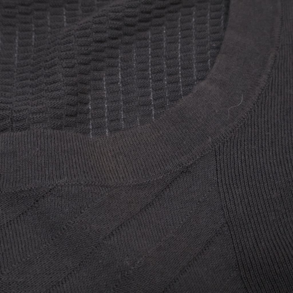 HERMES 20 Stainless Steel Gray Cotton Design Change Crew Neck Long Sleeve Knit Shirt tops S grayUsed