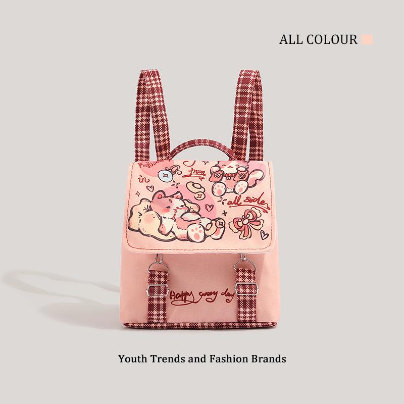

Cat Pink Children S Lightweight Design Sense Canvas Cute Mini Party Bag Backpack Girls Large Capacity
