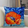 Poppy Flower DoubleSided Decorative Throw Pillow Case Square Pillowcase with Zipper for Sofa Bedroom Living Room Home Decor