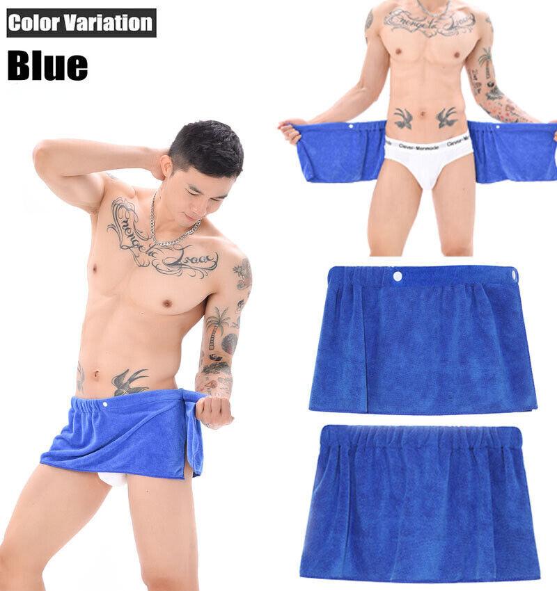 

Мужское носимое банное полотенце, спортивная простыня на пуговицах для спортзала, плавательная пляжная юбка для душа 1PCS（27x140cm） синий