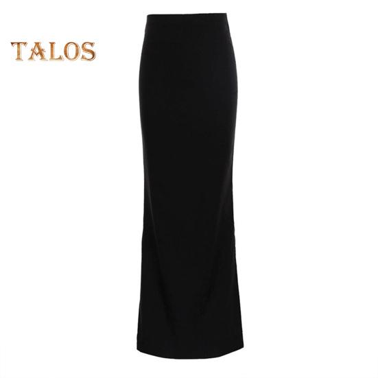 

Женская макси-юбка с эластичной резинкой и высокой талией, длинная юбка с запахом на бедрах, однотонная облегающая юбка, аксессуары для одежды S чёрный