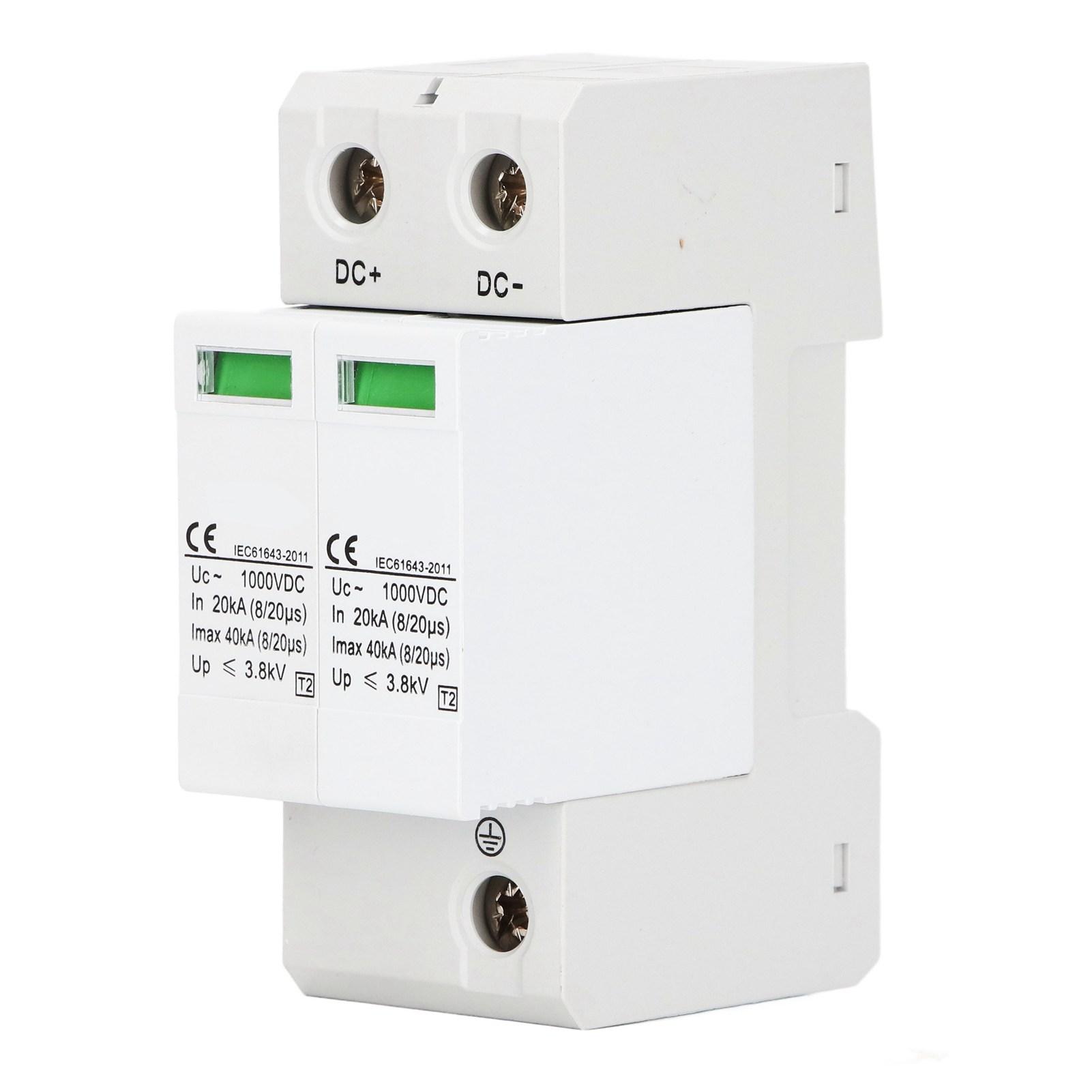 

DC 1000V 40KA Обмежувач перенапруг Захисний пристрій для Фотоелектричної енергетичної системи Білий 2P