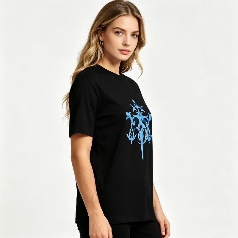 Genshin Impact Focalors Hydro Archon Symbol Modal T Shirt Unisex Unisex Black White Casual Tops Modal Black White Casual Tops
