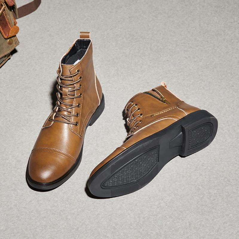 Golden Sapling Men's Chelsea Boots Leather Shoes Comfortable Western Flat Retro Ankle Boot for Men Leisure Business Shoe