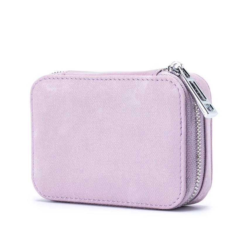Genuine Leather Mini Portable Lipstick Bag with Mirror New Chinese Cowhide Texture Storage Bag Change Coin Earphone Bag