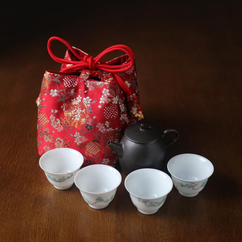 Travel Bag Storage Pouch Tea Set Teapot Cup Bag Japanese Style Multifunctional Portable Drawstring Tea Ceremony Accessories New