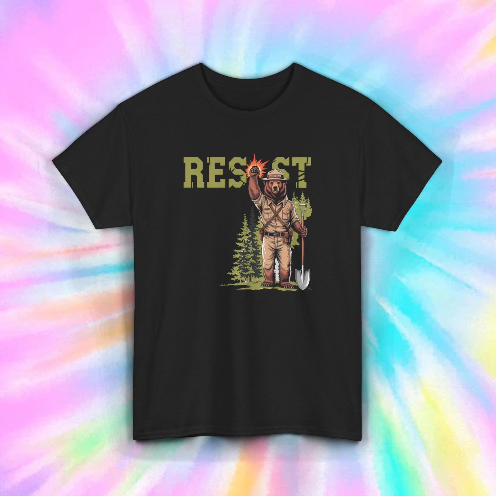 Resist Forest Bear Shirt Political Park Ranger Protest Graphic Tee S-5XL XXXXL