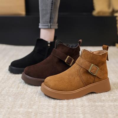 Retro Matte Leather Martin Boots for Women, Autumn and Winter 2025 New Velvet Warm Versatile Thick-soled Snow Short Boots for Women