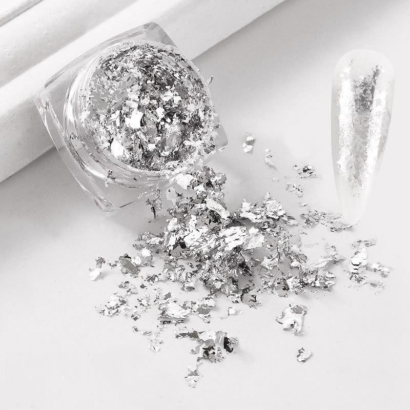 1 PC Sparkly Foil Nails Sequins Irregular Aluminum Gold Design Set Nail Glitter Flakes Gel DIY Manicure Accessories