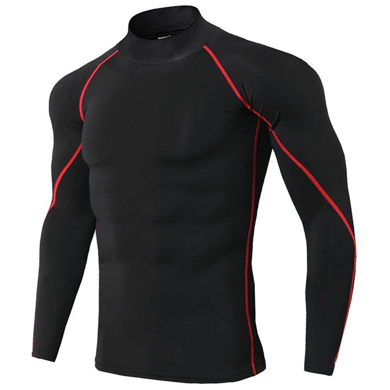 2025 Men's High-Neck Quick-Dry Training T-Shirt - Autumn/Winter Breathable, High-Elastic Fitness Wear