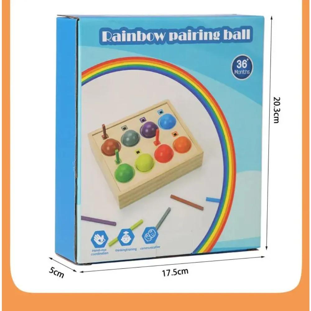 Baby Rainbow Ball Matching Montessori Wooden Toy Color Sorting Cognitive Sensory Game Fine Motor Training Early Educational Toys