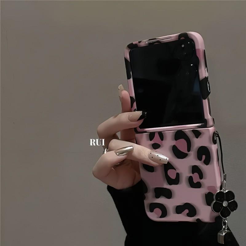 Pink Leopard Print Foldable Phone Case Pura X - Soft TPU Cover With Anti-Slip Grip Shockproof Magnetic Compatible