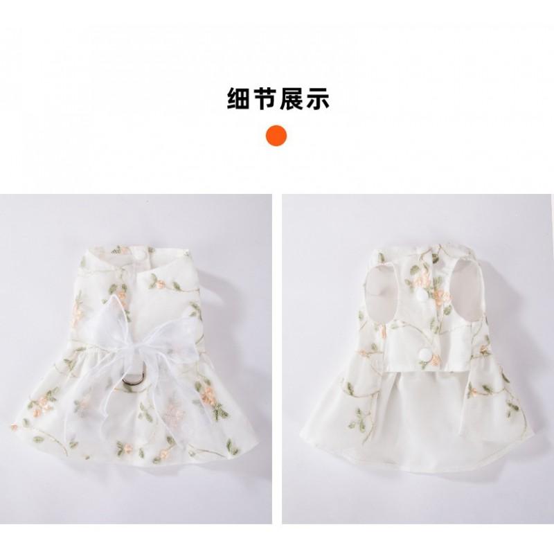 Floral Forest Fairy Dress Small Dogs - Breathable Pet Outfit With Leash Loop XS To XXL