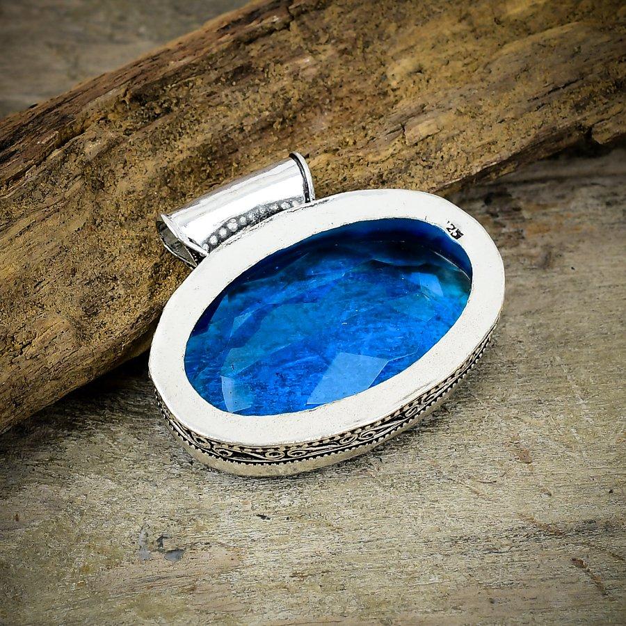 Tanzanite Quartz Gemstone 925 Sterling Silver Jewelry Pendant 1.38" M-138