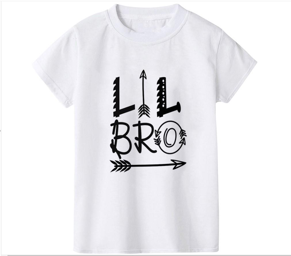 2026 New Childrens Tshirt Little Sister Big Brother Printed Round Neck Parent Child Clothing Summer Top for Boys and Girls
