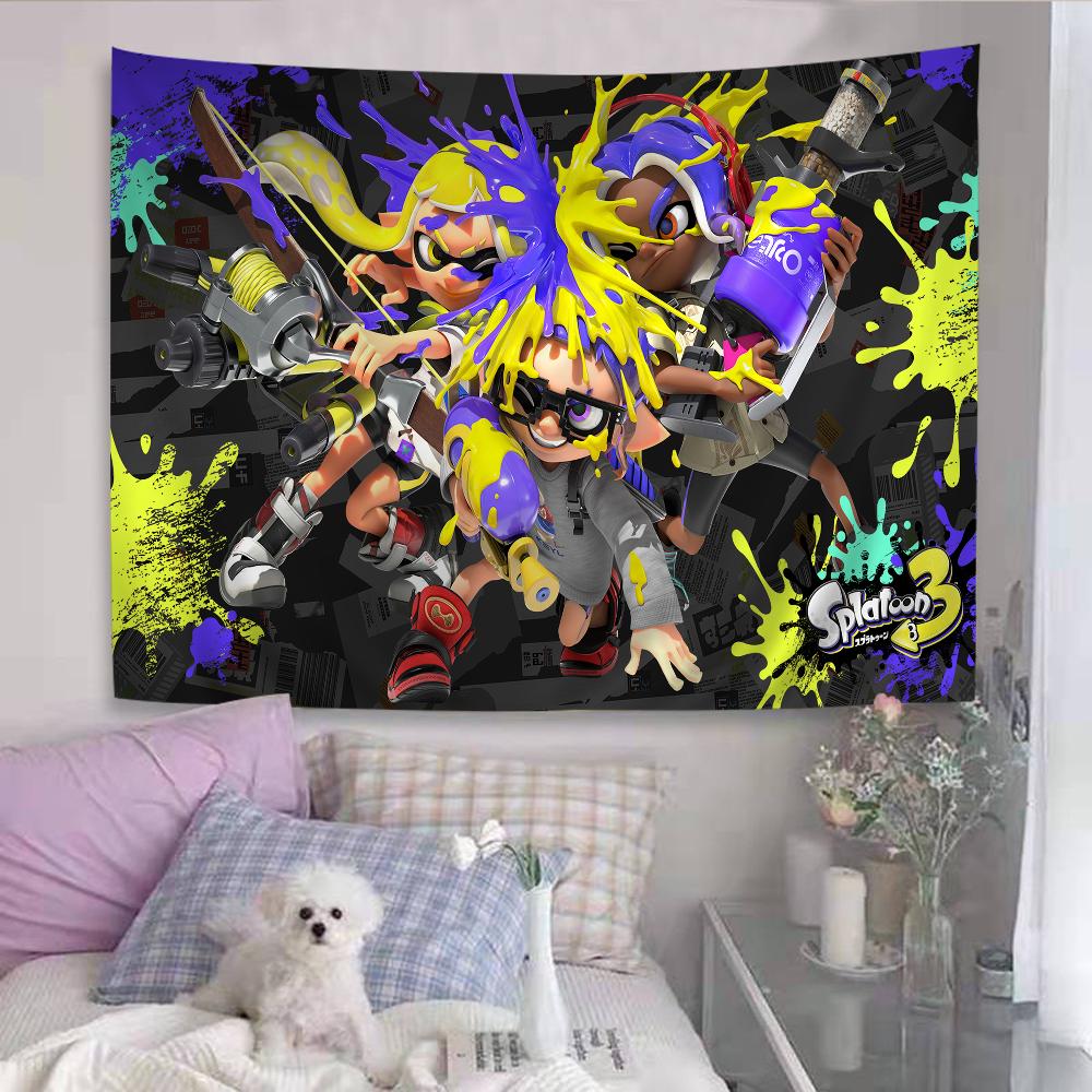 Splatoon Game Tapestry Floor Mat NonSlip Laundry Room Mat Laundry Decor Balcony Child Living Room Household Carpets