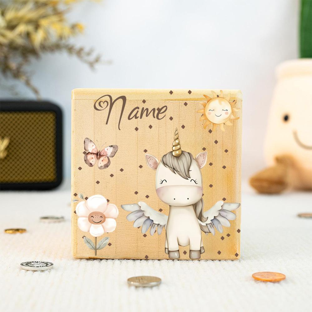 Personalized Piggy Bank with Name Kids Coin Bank Wooden Piggy Banks Gift Kid Christmas Gift Nursery Decor Money Box for Children