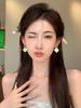 Silver needle new wave light green square stud earrings Korean simple fashion earrings fresh and sweet niche earrings