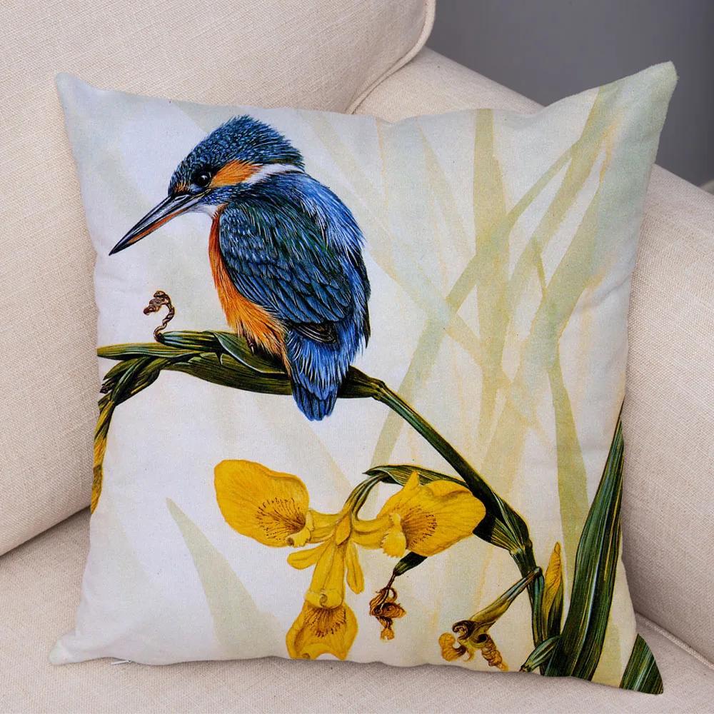 Bedroom Sofa Car Cushion Cover Cartoon Animal Colorful Fox Bird Squirrel Series Home Office Decoration Pillow