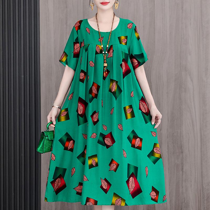 Letné oversize šaty Elegantné dámske dlhé šaty s krátkym rukávom Plus veľkosti