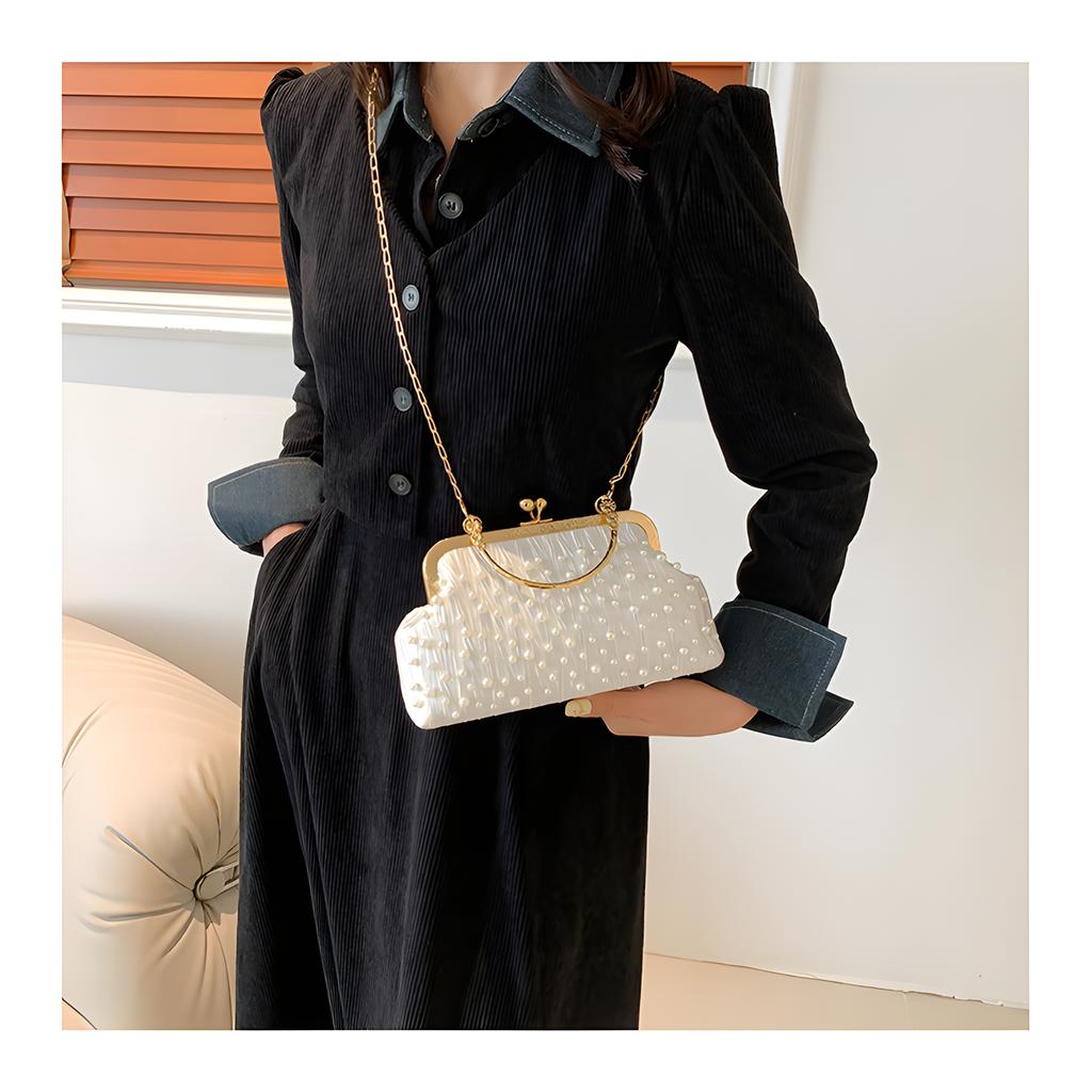 Pearl Clutch Purses for Women Evening Handbag Wedding Bridal Crossbody Bag for Women Prom Wedding Party Clutch