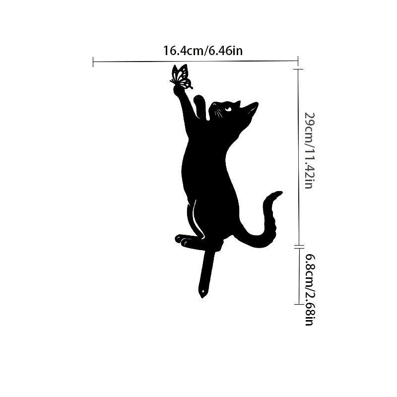Cat Ground Stake Ornament Ground Plug Outdoor Garden Balcony Art Decoration Metal Crafts
