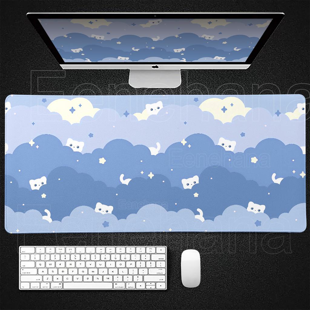 Xxl Art Clouds & Stars Pink Mouse Pad Computer Laptop Anime Keyboard MouseMat Large Desktop Expansion Pad Cute Gamer Accessories